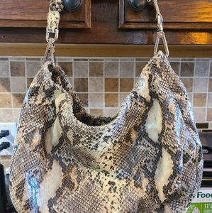 Faux snakeskin handbag